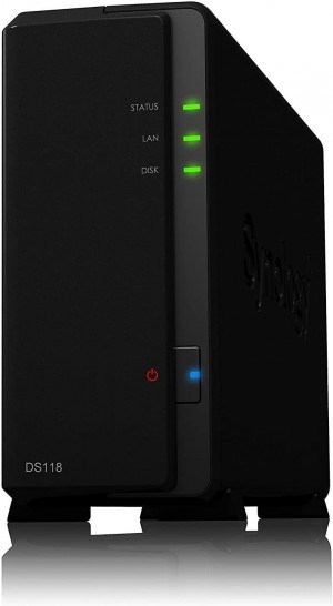 Synology Disk Station DS118 NVR NAS 15 canali per telecamere IP con due licenze incluse Quad Core 1.4 GHz, DDR4 1GB, 1 X 3,5” o 2,5” SATA III/II 