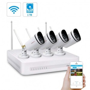 Kit Videosorveglianza FN8108W-B4-1T WiFi 8 Canali Foscam con 4 Telecamere IP Wireless Full HD 1080P con sistema Mesh e Hardisk 1 TB Incluso