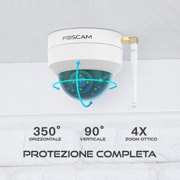 [ RICONDIZIONATA ] Telecamera [ANTIVANDALO / ESTERNI] D4Z Telecamera IP da esterno Motorizzata Foscam Wifi 4 megapixel 1080P Antivandalo Colore Bianco