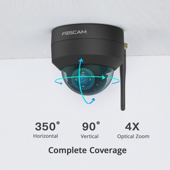[ RICONDIZIONATA ] Telecamera [ANTIVANDALO / ESTERNI] D4Z Telecamera IP da esterno Motorizzata Foscam Wifi 4 megapixel 1080P Antivandalo Colore Nero