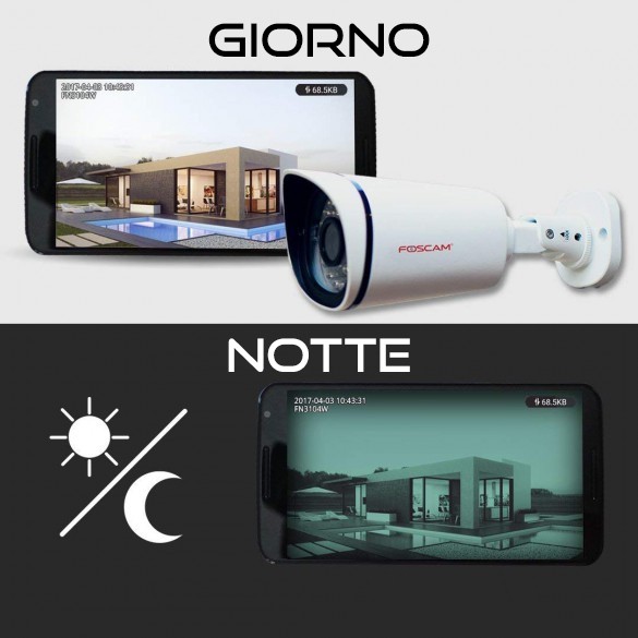 Kit Videosorveglianza FN8108W-B4-N WiFi 8 Canali Foscam con 4 Telecamere IP Wireless Full HD 1080P con sistema Mesh, Hardisk non incluso