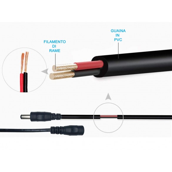 Cavo estensione prolunga rete elettrica 3m colore nero per telecamere da esterno FI9902P FI-G2EP FI-G4PB FI-G4EP FI9928P FI-SD2 FI-SD4 FI-SD2X