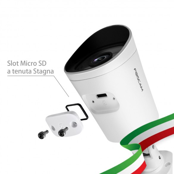 Foscam G4EP Telecamera IP PoE da Esterno Bullet 4 Megapixel 112° Colore Bianco Compatibile con Alexa