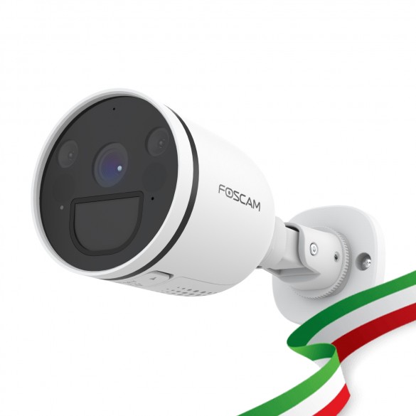 Foscam S41 Telecamera Ip Wifi Dual Bullet con faro LED integrato 4 Megapixel Wifi Dual 2.4/5Ghz HD 2K visione notturna, rilevamento movimento e allarme
