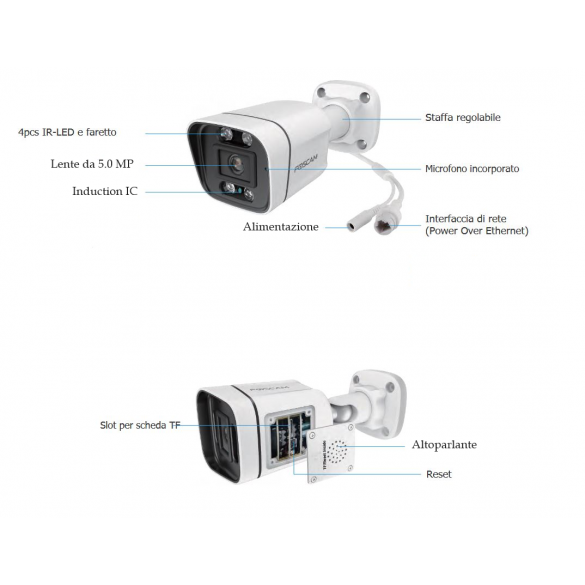 [ RICONDIZIONATA ] Telecamera IP Spotlight Foscam V5EP con faro LED e sirena integrati, 5 Megapixel POE