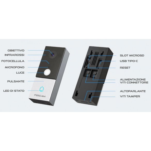 [ RICONDIZIONATO ] Videocitofono Wifi Wireless Foscam VD1 a batteria con visione 170° HD 4 Megapixel wifi Dual con rilevamento facciale